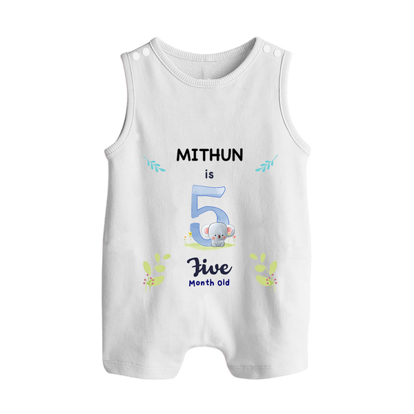 5 Month Milestone Baby Romper Suit/ Sleeveless Romper Outfit | Personalized Romper Suit/ Sleeveless Romper | Perfect for Photoshoots - WHITE - 0 - 5 Months Old (Chest 18")