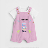 5 Month Milestone Baby Dungaree Set Outfit | Personalized Dungaree Set | Perfect for Photoshoots - BABY PINK - 0 - 5 Months Old (Chest 18")