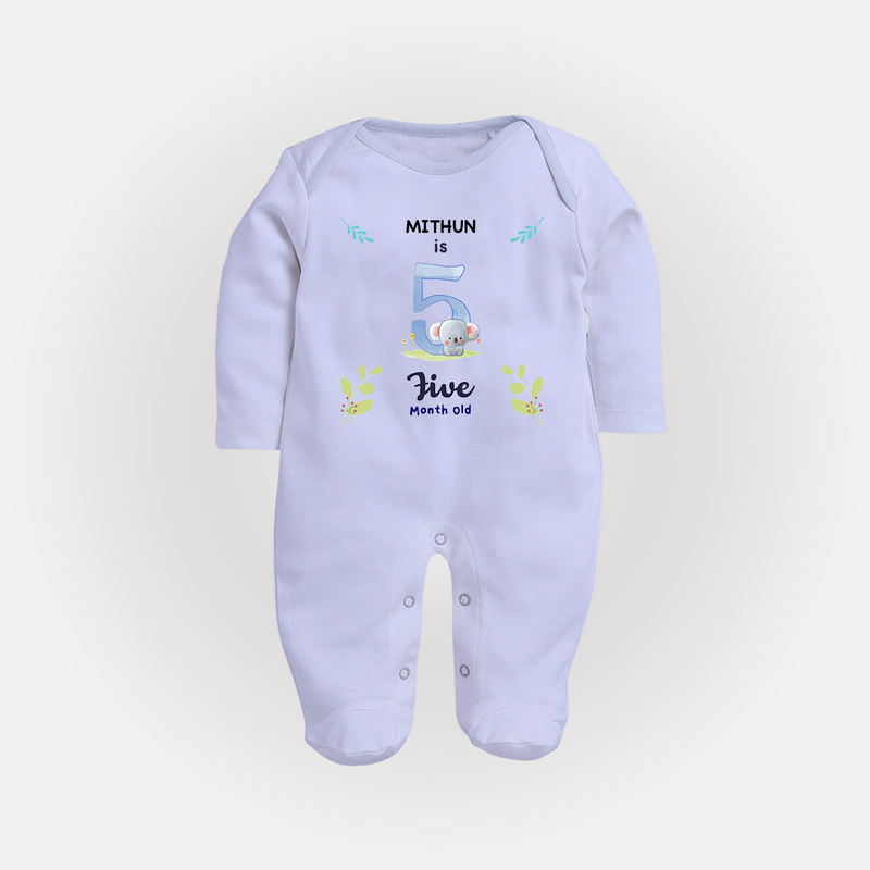 Make The Fifth Month Unforgettable With Our Exclusive Customized Sleep Suit For Babies - BABY BLUE - New Born (Chest 7.5")