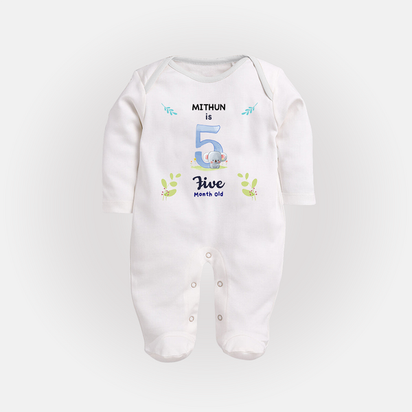 Make The Fifth Month Unforgettable With Our Exclusive Customized Sleep Suit For Babies - WHITE - New Born (Chest 7.5")