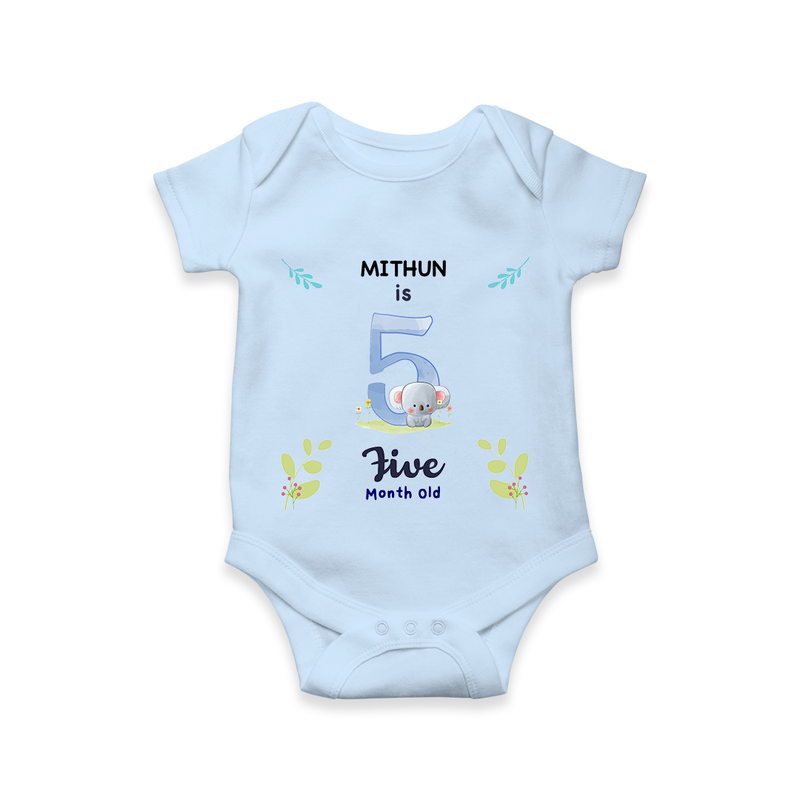 Make The Fifth Month Unforgettable With Our Exclusive Customized Romper For Babies - BABY BLUE - 0 - 3 Months Old (Chest 16")