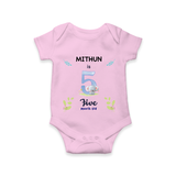 5 Month Milestone Baby Bodysuit Outfit | Personalized Romper/Onesie | Perfect for Photoshoots - BABY PINK - New Born (Chest 14")