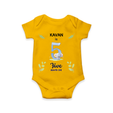 Celebrate The 5th Month Birthday Custom Romper/ Onesie, Personalized with your little one's name - CHROME YELLOW - 0 - 3 Months Old (Chest 16")
