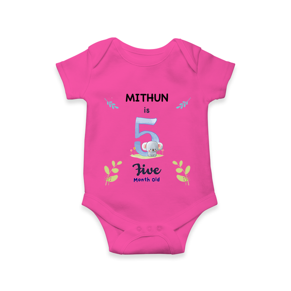 5 Month Milestone Baby Bodysuit Outfit | Personalized Romper/Onesie | Perfect for Photoshoots - HOT PINK - New Born (Chest 14")