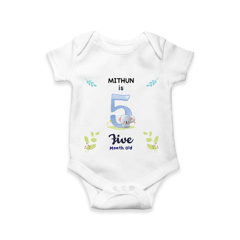 Make The Fifth Month Unforgettable With Our Exclusive Customized Romper For Babies - WHITE - 0 - 3 Months Old (Chest 16")