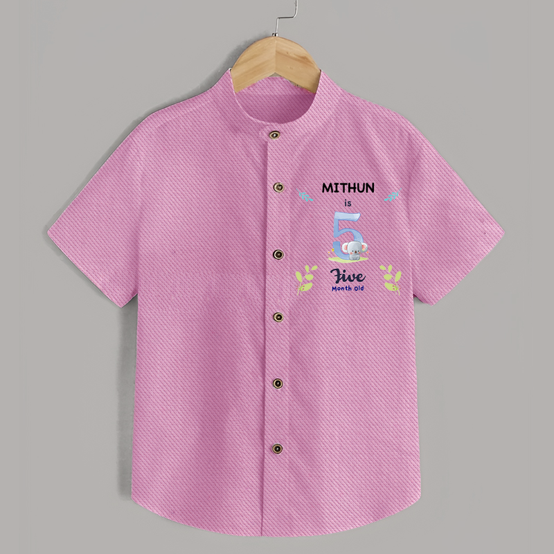5 Month Milestone Baby Shirt Outfit | Personalized Shirt | Perfect for Photoshoots - BABY PINK - 0 - 6 Months Old (Chest 23")