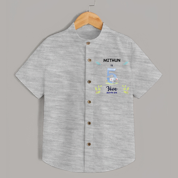 5 Month Milestone Baby Shirt Outfit | Personalized Shirt | Perfect for Photoshoots - GREY - 0 - 6 Months Old (Chest 23")