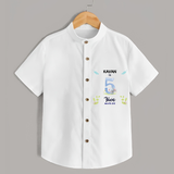 Celebrate The 5th Month Birthday with Custom Shirt, Personalized with your little one's name - WHITE - 0 - 6 Months Old (Chest 21")