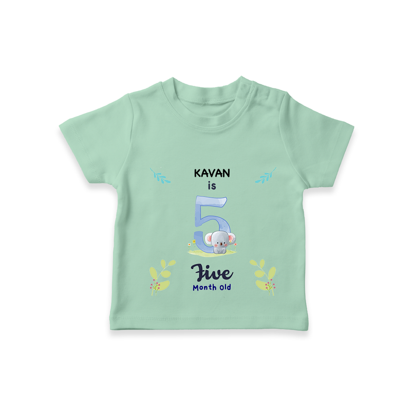 "Celebrate your kids 5th month"  - Personalized TShirt  - MINT GREEN - 0 - 5 Months Old (Chest 17")