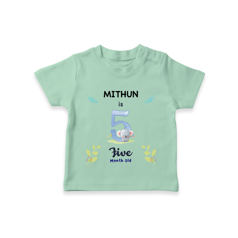 5 Month Milestone Baby T-Shirt Outfit | Personalized T-Shirt | Perfect for Photoshoots - MINT GREEN - 0-5 Months Old (Chest 17")