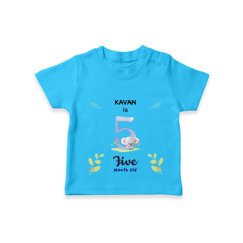 "Celebrate your kids 5th month"  - Personalized TShirt  - SKY BLUE - 0 - 5 Months Old (Chest 17")
