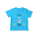 Make The Fifth Month Unforgettable With Our Exclusive Customized T-Shirt For Babies - SKY BLUE - 0-5 Months Old (Chest 17")