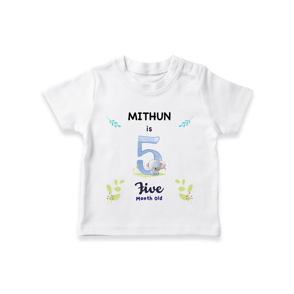 5 Month Milestone Baby T-Shirt Outfit | Personalized T-Shirt | Perfect for Photoshoots - WHITE - 0-5 Months Old (Chest 17")