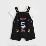 5 Month Milestone Baby Dungaree Set Outfit | Personalized Dungaree Set | Perfect for Photoshoots - BLACK - 0 - 5 Months Old (Chest 18")