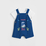 Celebrate The 5th Month Birthday Custom Dungaree set, Personalized with your little one's name - COBALT BLUE - 0 - 5 Months Old (Chest 17")