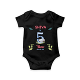 5 Month Milestone Baby Bodysuit Outfit | Personalized Romper/Onesie | Perfect for Photoshoots - BLACK - New Born (Chest 14")