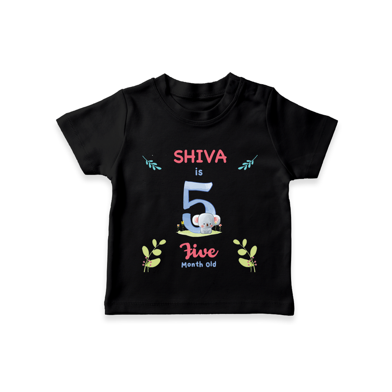 5 Month Milestone Baby T-Shirt Outfit | Personalized T-Shirt | Perfect for Photoshoots - BLACK - 0-5 Months Old (Chest 17")