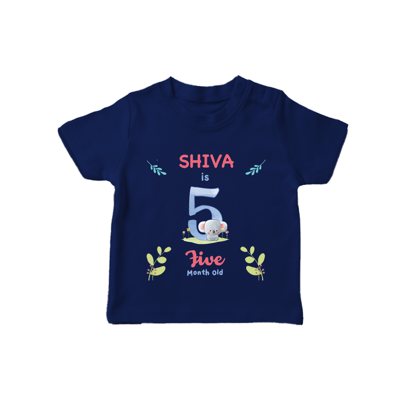 5 Month Milestone Baby T-Shirt Outfit | Personalized T-Shirt | Perfect for Photoshoots - NAVY BLUE - 0-5 Months Old (Chest 17")