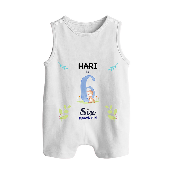 6 Month Milestone Baby Romper Suit/ Sleeveless Romper Outfit | Personalized Romper Suit/ Sleeveless Romper | Perfect for Photoshoots - WHITE - 0 - 5 Months Old (Chest 18")