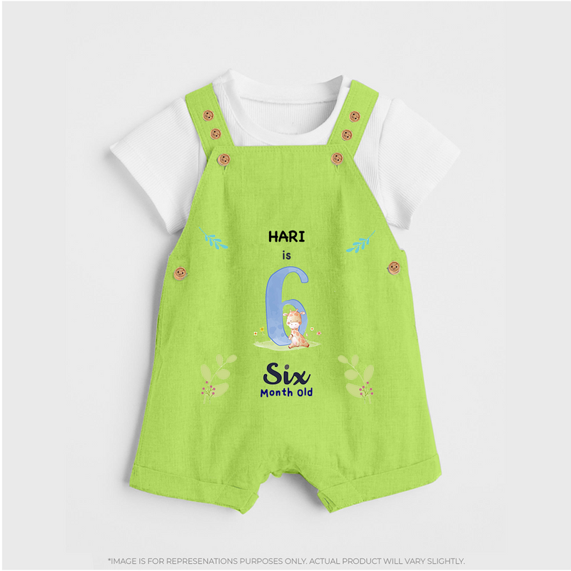 Make The Sixth Month Unforgettable With Our Exclusive Customized Dungaree Set For Babies - GREEN - 0 - 5 Months Old (Chest 18")