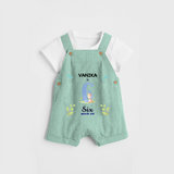 Celebrate The 6th Month Birthday Custom Dungaree set, Personalized with your little one's name - LIGHT GREEN - 0 - 5 Months Old (Chest 17")