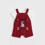Celebrate The 6th Month Birthday Custom Dungaree set, Personalized with your little one's name - RED - 0 - 5 Months Old (Chest 17")