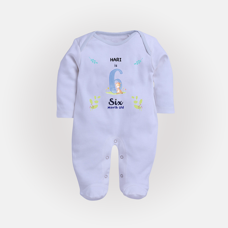 Make The Sixth Month Unforgettable With Our Exclusive Customized Sleep Suit For Babies - BABY BLUE - New Born (Chest 7.5")