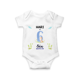 6 Month Milestone Baby Bodysuit Outfit | Personalized Romper/Onesie | Perfect for Photoshoots - WHITE - New Born (Chest 14")