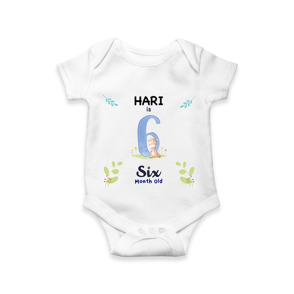 6 Month Milestone Baby Bodysuit Outfit | Personalized Romper/Onesie | Perfect for Photoshoots - WHITE - New Born (Chest 14")