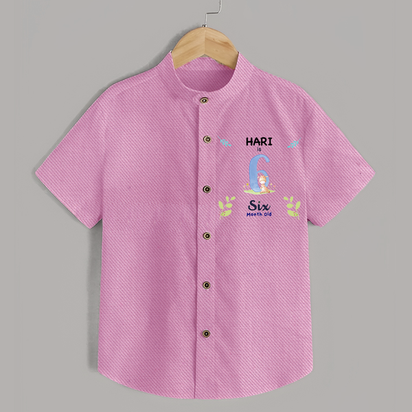 6 Month Milestone Baby Shirt Outfit | Personalized Shirt | Perfect for Photoshoots - BABY PINK - 0 - 6 Months Old (Chest 23")