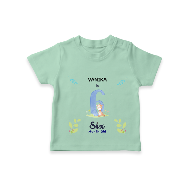 "Celebrate your kids 6th month"  - Personalized TShirt  - MINT GREEN - 0 - 5 Months Old (Chest 17")
