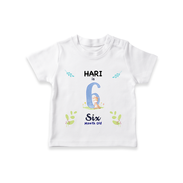 6 Month Milestone Baby T-Shirt Outfit | Personalized T-Shirt | Perfect for Photoshoots - WHITE - 0-5 Months Old (Chest 17")