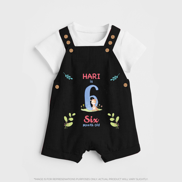 6 Month Milestone Baby Dungaree Set Outfit | Personalized Dungaree Set | Perfect for Photoshoots - BLACK - 0 - 5 Months Old (Chest 18")