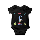 6 Month Milestone Baby Bodysuit Outfit | Personalized Romper/Onesie | Perfect for Photoshoots - BLACK - New Born (Chest 14")