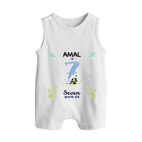 7 Month Milestone Baby Romper Suit/ Sleeveless Romper Outfit | Personalized Romper Suit/ Sleeveless Romper | Perfect for Photoshoots - WHITE - 0 - 5 Months Old (Chest 18")