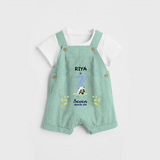 Celebrate The 7th Month Birthday Custom Dungaree set, Personalized with your little one's name - LIGHT GREEN - 0 - 5 Months Old (Chest 17")