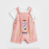 Make The Seventh Month Unforgettable With Our Exclusive Customized Dungaree Set For Babies - PEACH - 0 - 5 Months Old (Chest 18")