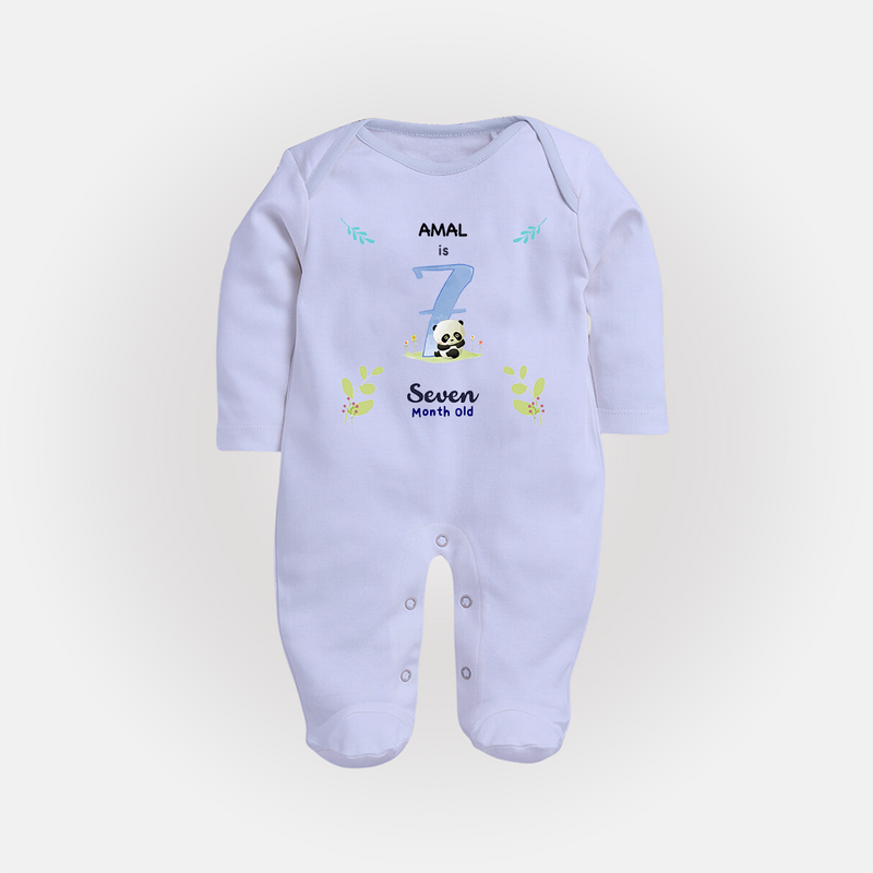 Make The Seventh Month Unforgettable With Our Exclusive Customized Sleep Suit For Babies - BABY BLUE - New Born (Chest 7.5")