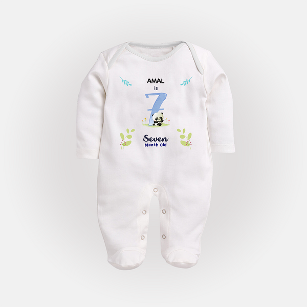 Make The Seventh Month Unforgettable With Our Exclusive Customized Sleep Suit For Babies - WHITE - New Born (Chest 7.5")