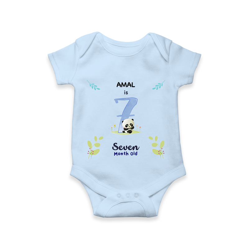 Make The Seventh Month Unforgettable With Our Exclusive Customized Romper For Babies - BABY BLUE - 0 - 3 Months Old (Chest 16")