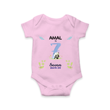 7 Month Milestone Baby Bodysuit Outfit | Personalized Romper/Onesie | Perfect for Photoshoots - BABY PINK - New Born (Chest 14")