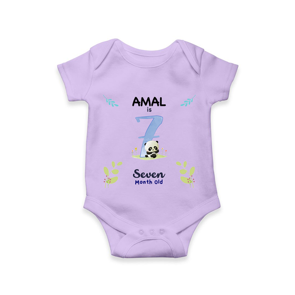 7 Month Milestone Baby Bodysuit Outfit | Personalized Romper/Onesie | Perfect for Photoshoots - LILAC - New Born (Chest 14")