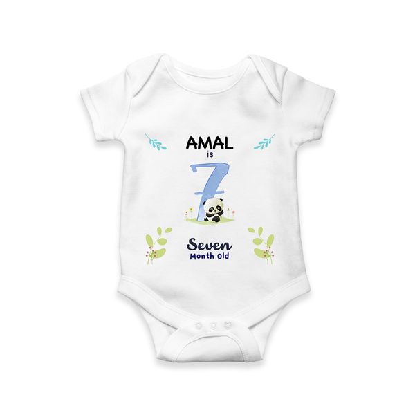 7 Month Milestone Baby Bodysuit Outfit | Personalized Romper/Onesie | Perfect for Photoshoots - WHITE - New Born (Chest 14")