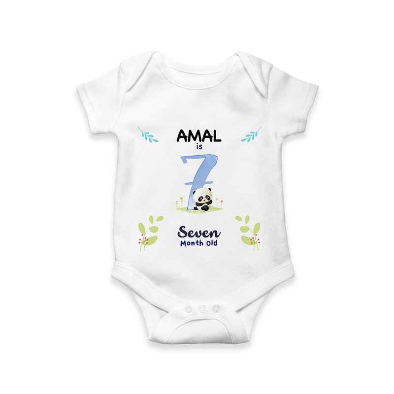 7 Month Milestone Baby Bodysuit Outfit | Personalized Romper/Onesie | Perfect for Photoshoots - WHITE - New Born (Chest 14")