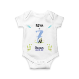 Celebrate The 7th Month Birthday Custom Romper/ Onesie, Personalized with your little one's name - WHITE - 0 - 3 Months Old (Chest 16")