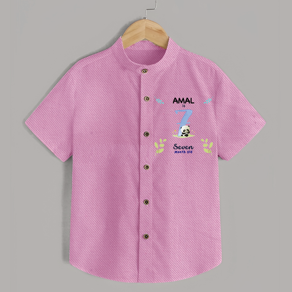 7 Month Milestone Baby Shirt Outfit | Personalized Shirt | Perfect for Photoshoots - BABY PINK - 0 - 6 Months Old (Chest 23")