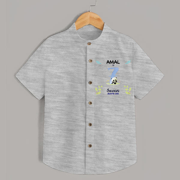 7 Month Milestone Baby Shirt Outfit | Personalized Shirt | Perfect for Photoshoots - GREY - 0 - 6 Months Old (Chest 23")