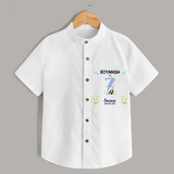 Celebrate The 7th Month Birthday with Custom Shirt, Personalized with your little one's name - WHITE - 0 - 6 Months Old (Chest 21")