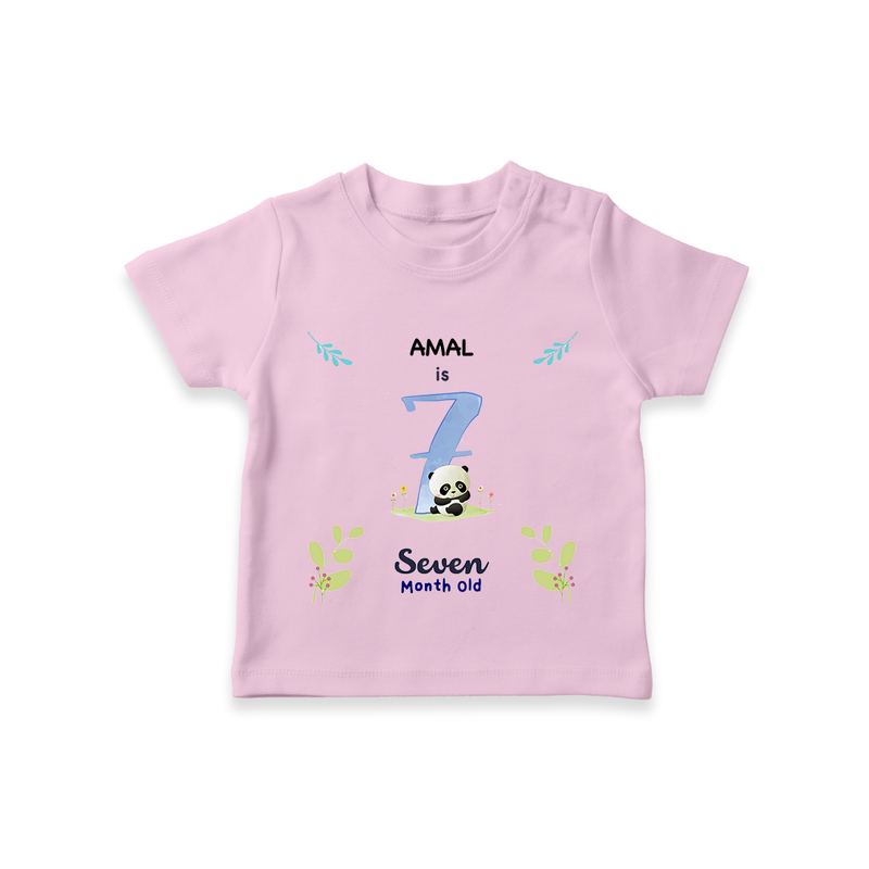 Make The Seventh Month Unforgettable With Our Exclusive Customized T-Shirt For Babies - PINK - 0-5 Months Old (Chest 17")