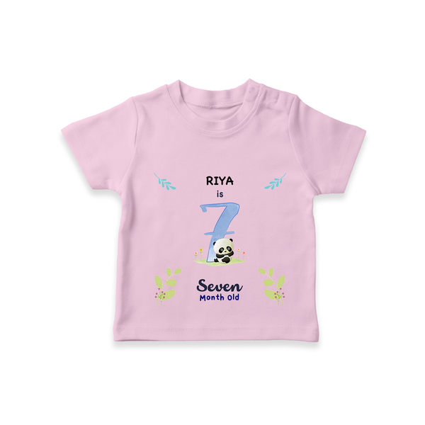 "Celebrate your kids 7th month"  - Personalized TShirt  - PINK - 0 - 5 Months Old (Chest 17")